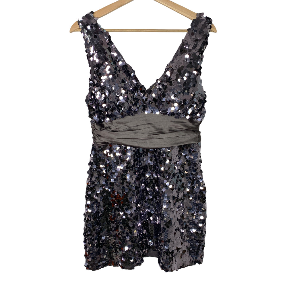 Forever 21 Large Sequin Silver Cocktail Dress Size Large